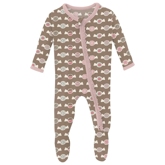 Kickee Portabella Saltwater Taffy | Print Muffin Ruffle With 2 Way Zipper