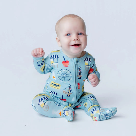 Kickee Stormy Sea Fall Fair | Print Footie With 2 Way Zipper