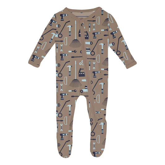 KicKee Portabella Fall | Print Footie With 2 Way Zipper