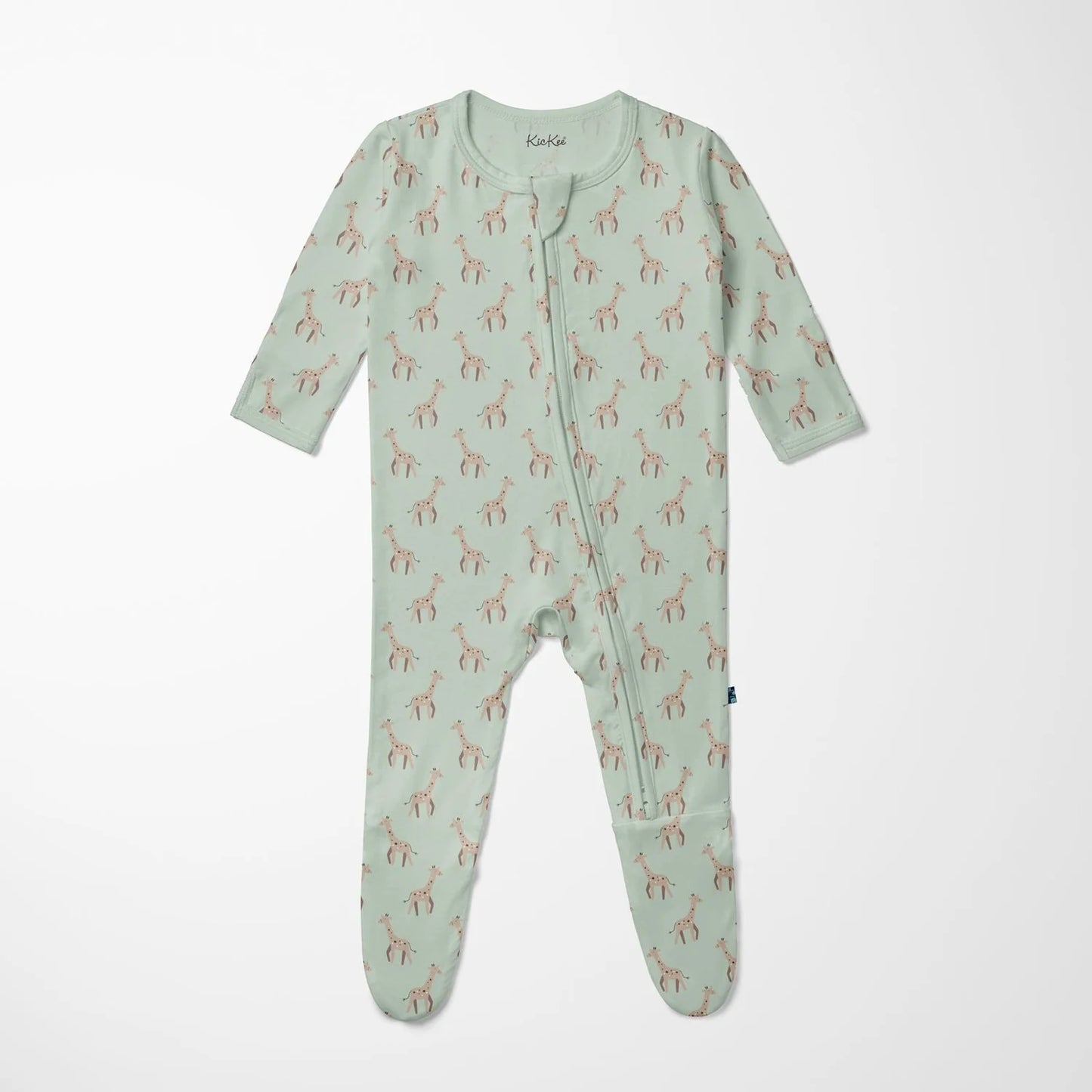 KicKee Aloe Giraffe | Print Footie With 2 Way Zipper