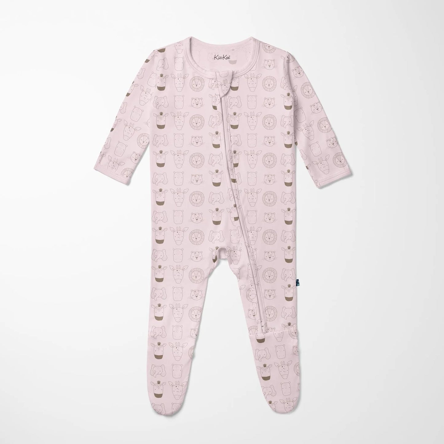 KicKee Shrinking Violet Animals | Print Footie With 2 Way Zipper