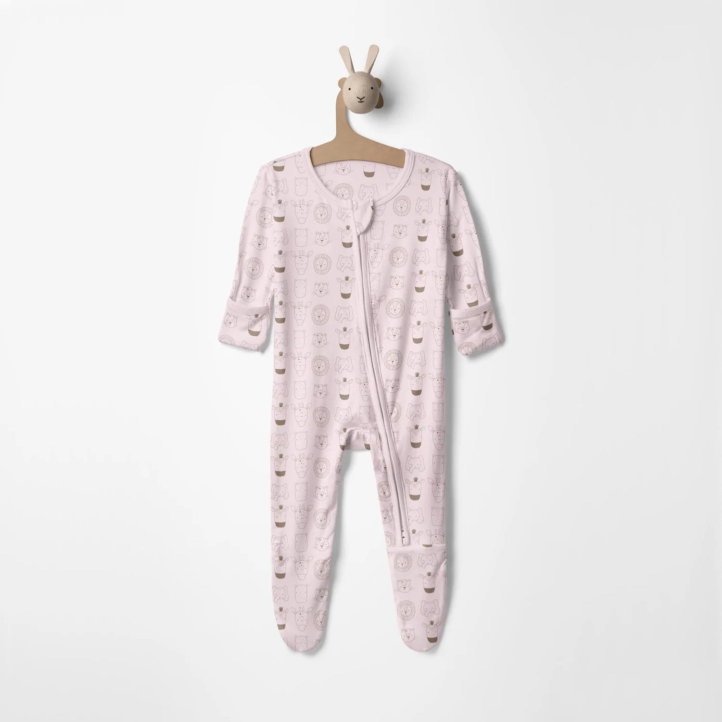 KicKee Shrinking Violet Animals | Print Footie With 2 Way Zipper