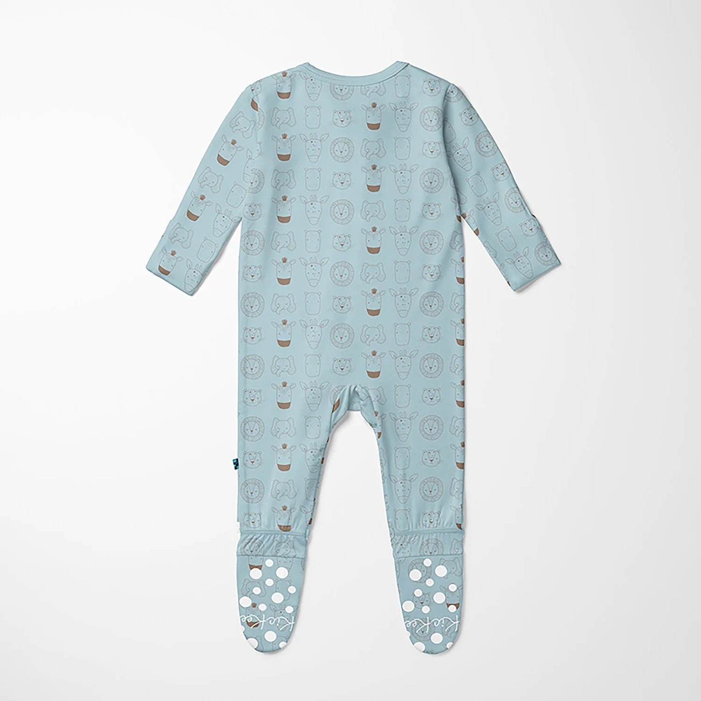 KicKee Spring Sky Animals | Print Footie With 2 Way Zipper
