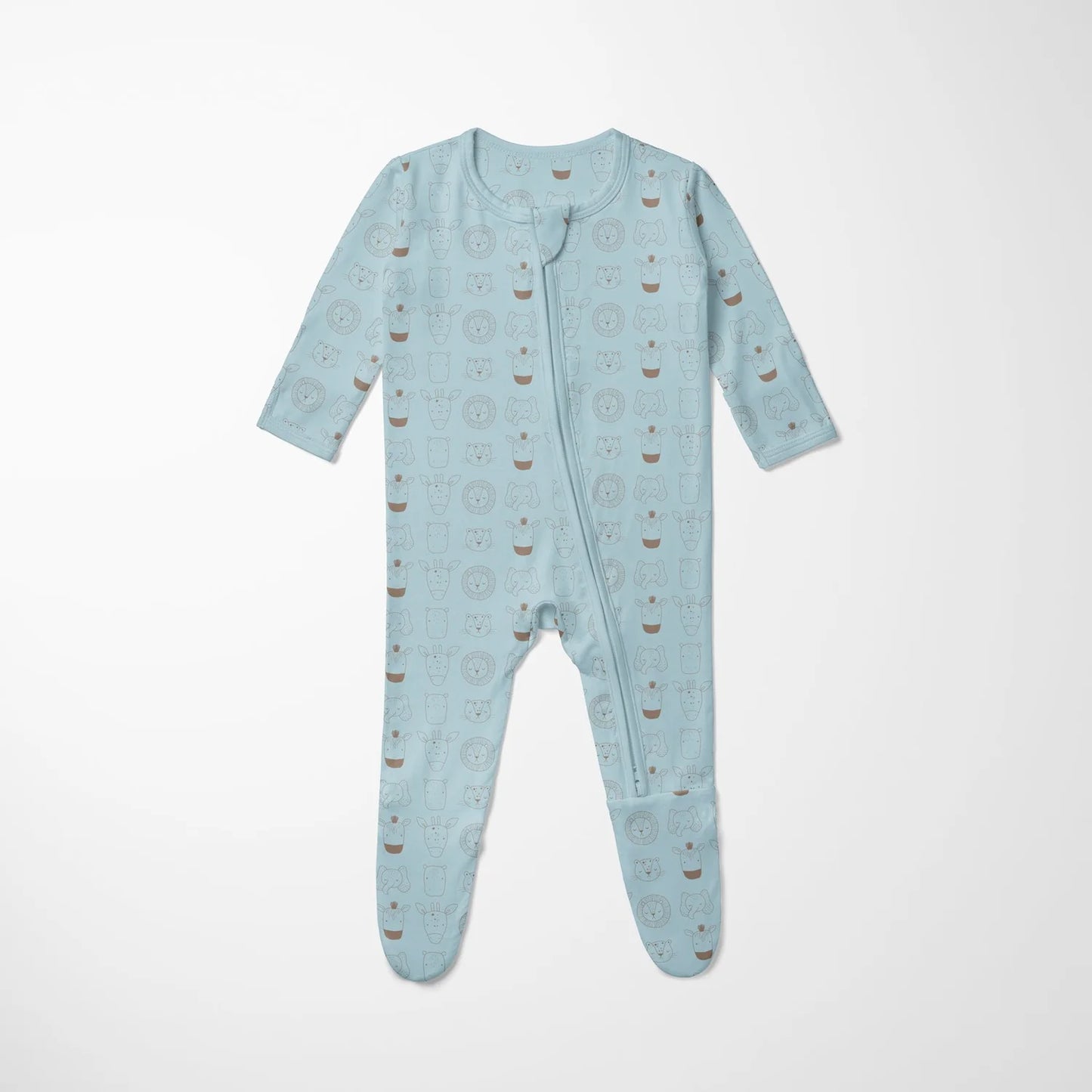 KicKee Spring Sky Animals | Print Footie With 2 Way Zipper