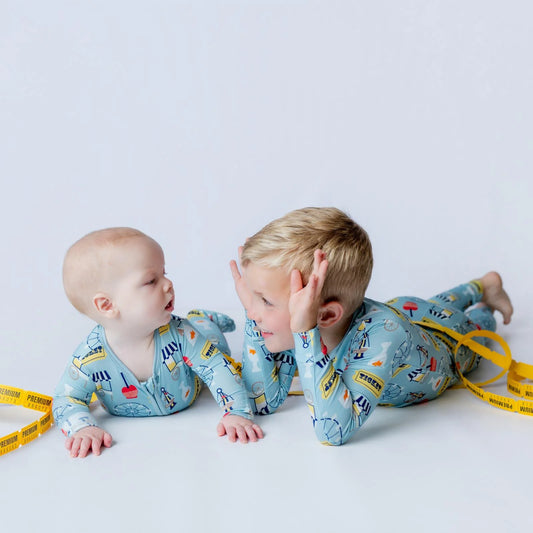 Kickee Stormy Sea Fall Fair | Print Long Sleeve Henley PJ Set