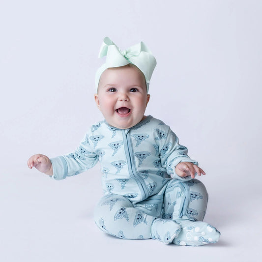 Kickee Spring Sky Happy Tornado | Print Footie With 2 Way Zipper