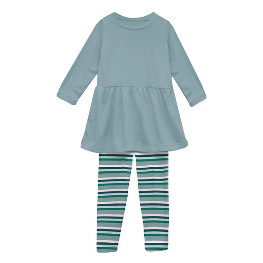 Kickee Stormy Sea Stripe | Print Long Sleeve Outfit Playtime Set