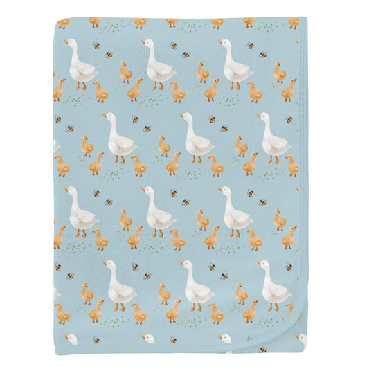 KicKee Spring Sky Feeding Ducks | Print Swaddling Blanket