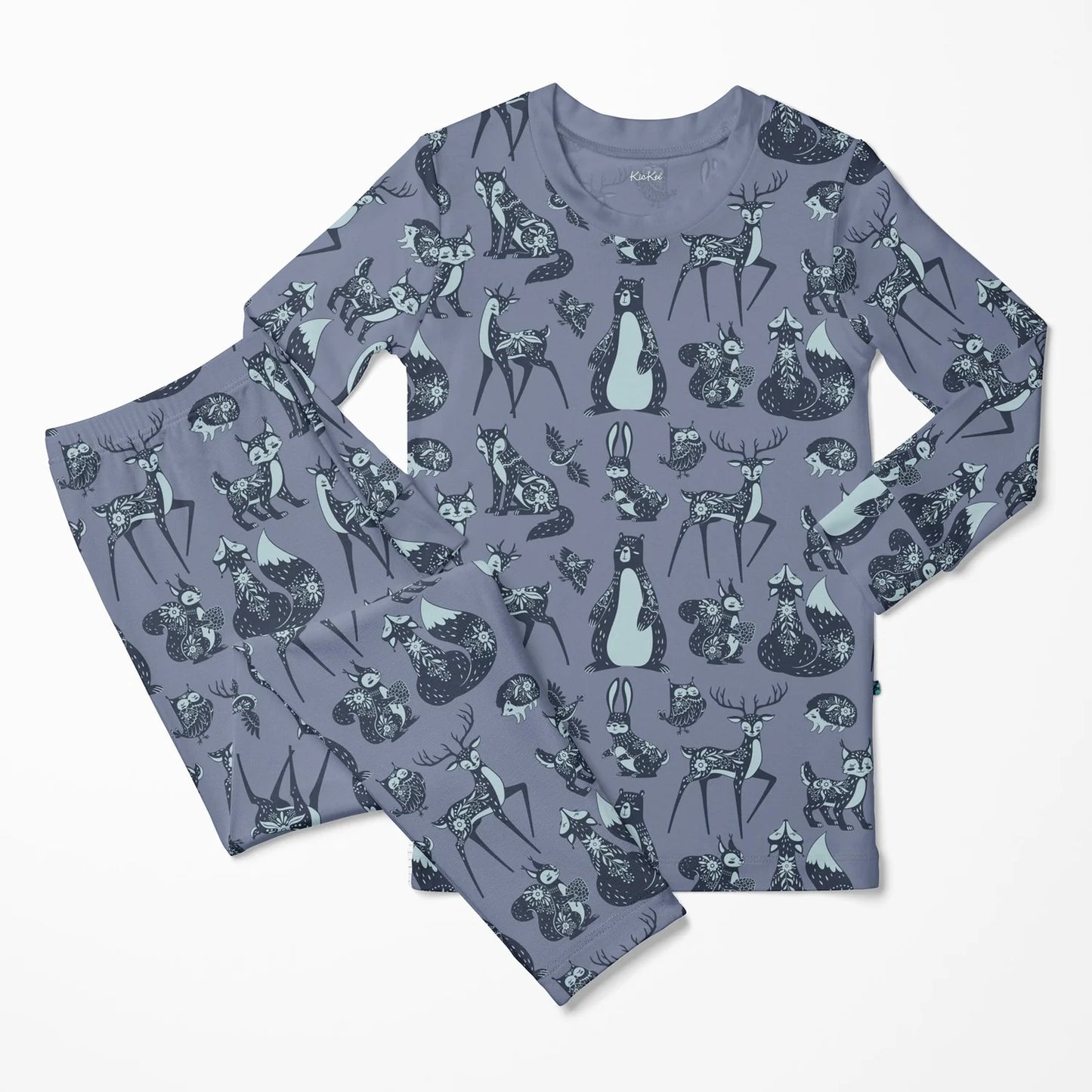 KicKee Moonlight Scandinavian Animals | Print Long Sleeve PJ Set