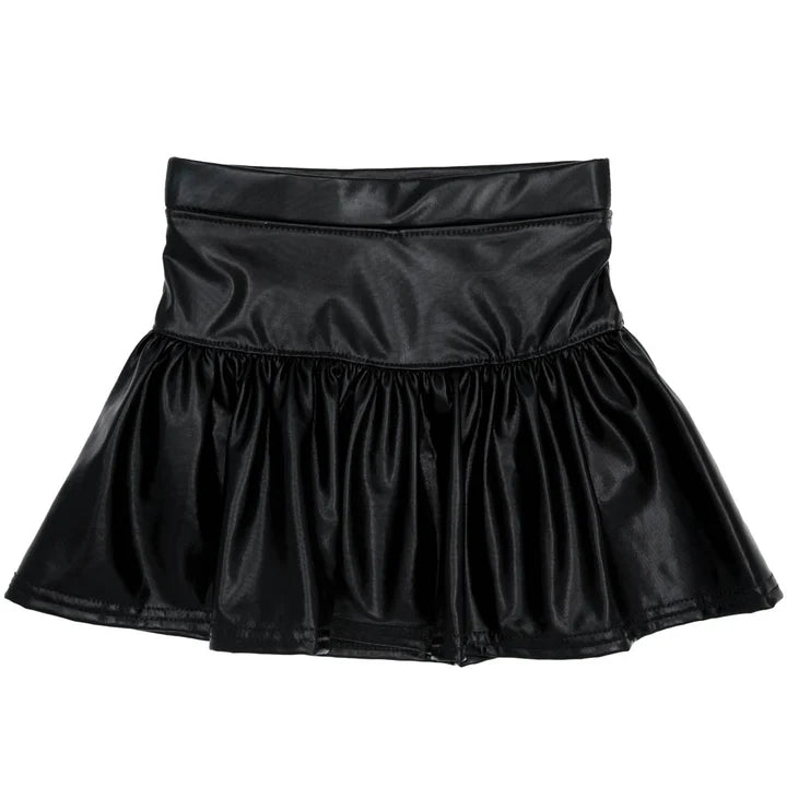 Azarhia Slick Black | Metallic Skort