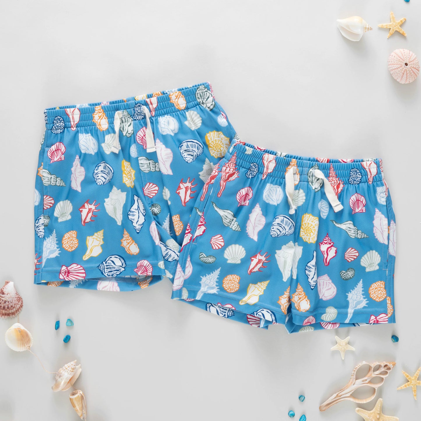Pink Chicken Blue Seashells | Swim Trunks