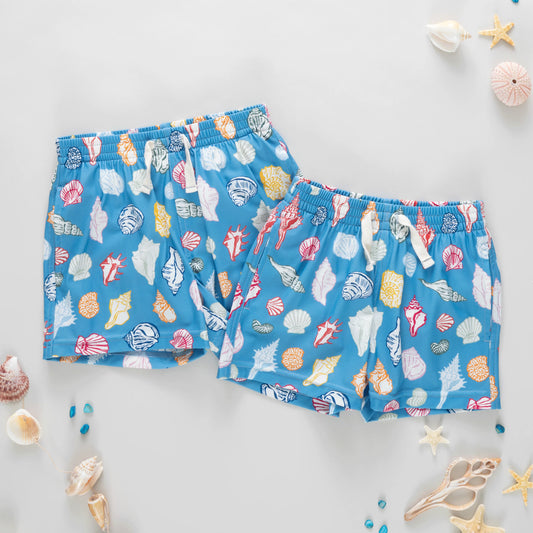 Pink Chicken Blue Seashells | Swim Trunks