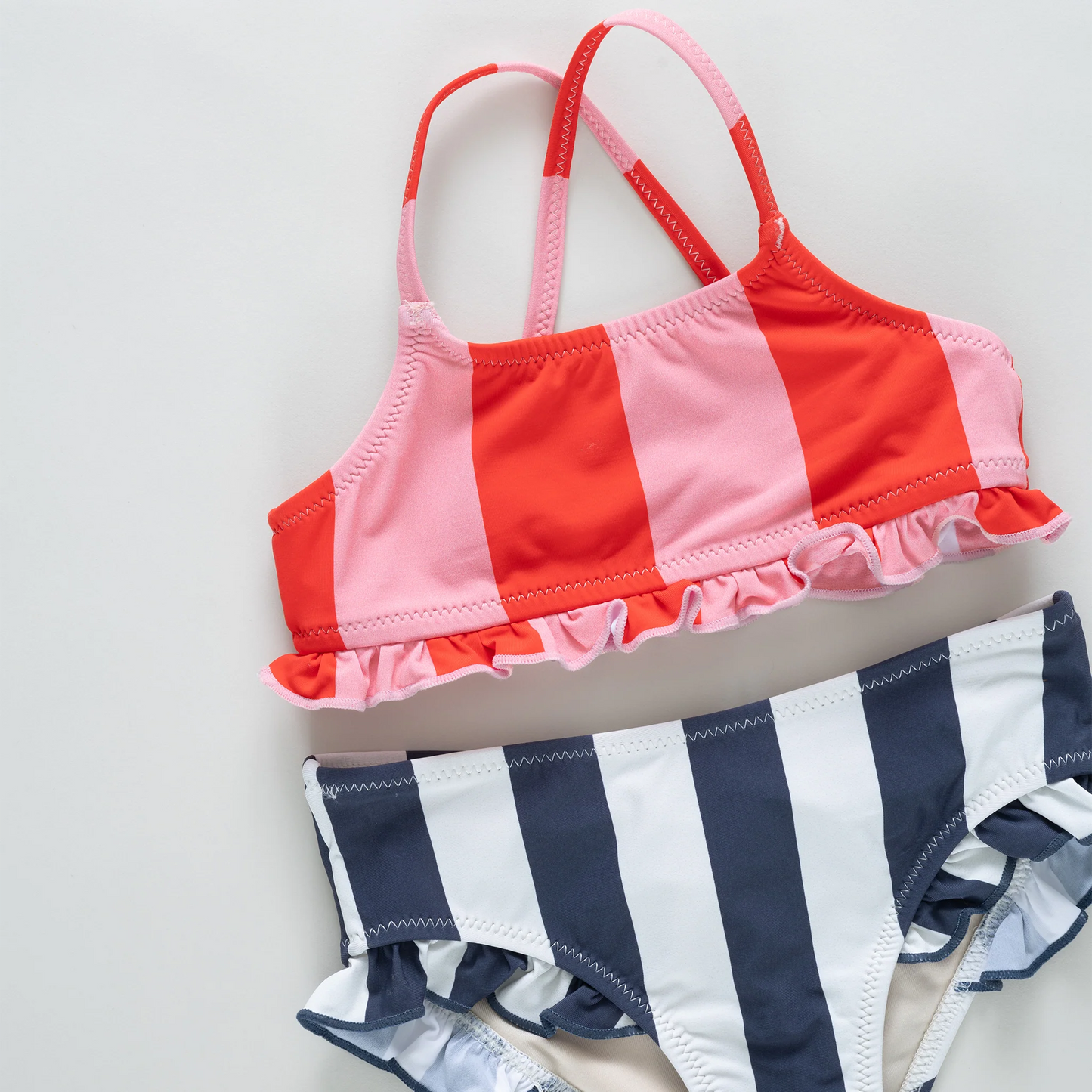 Pink Chicken Wide Pink & Red Stripe | Arabella Joy Bikini Set