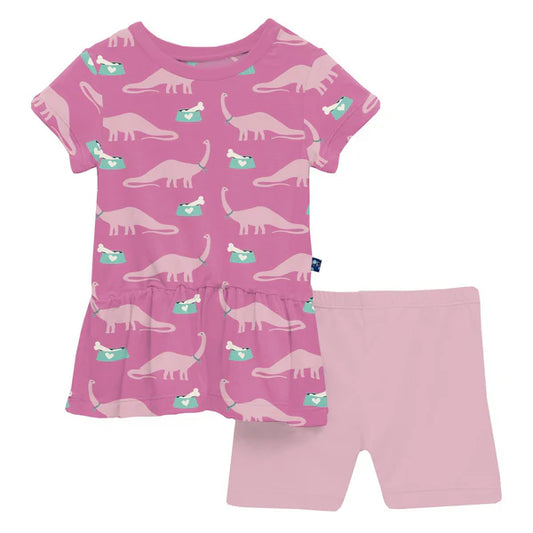 Kickee Tulip Pet Dino | Short Sleeve Playtime Outfit Set