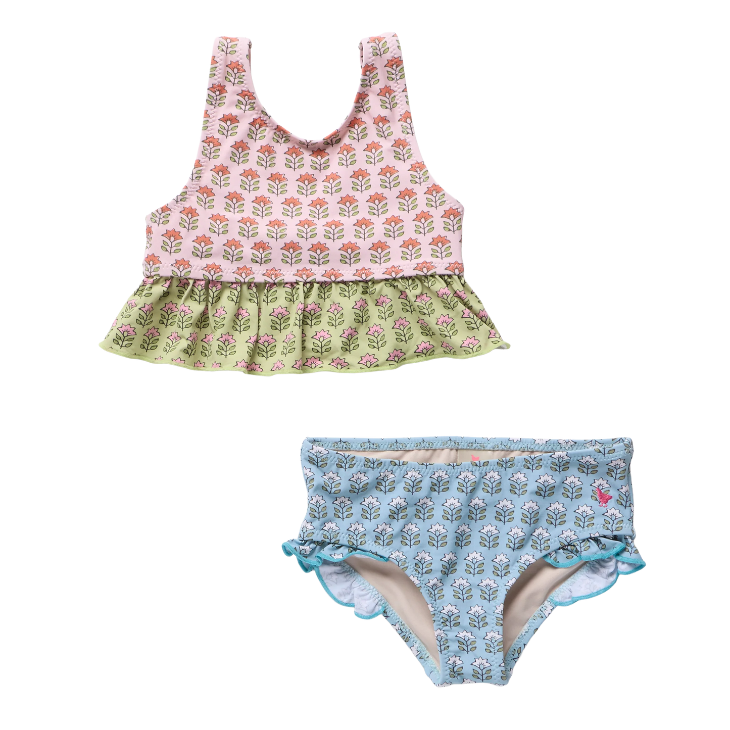 Pink Chicken Multi Prairie Block Print | Palmer Tankini