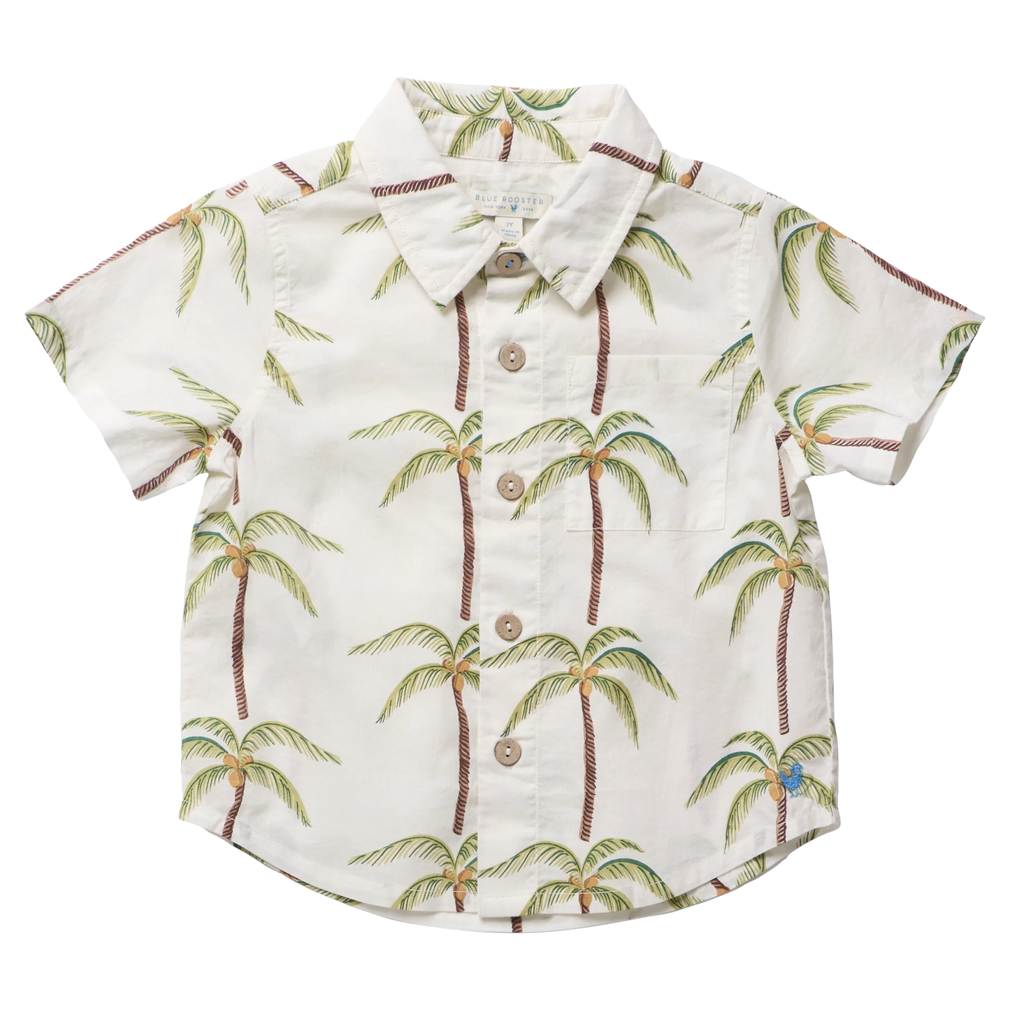 Pink Chicken X Blue Rooster Cream Palm Trees | Jack Shirt
