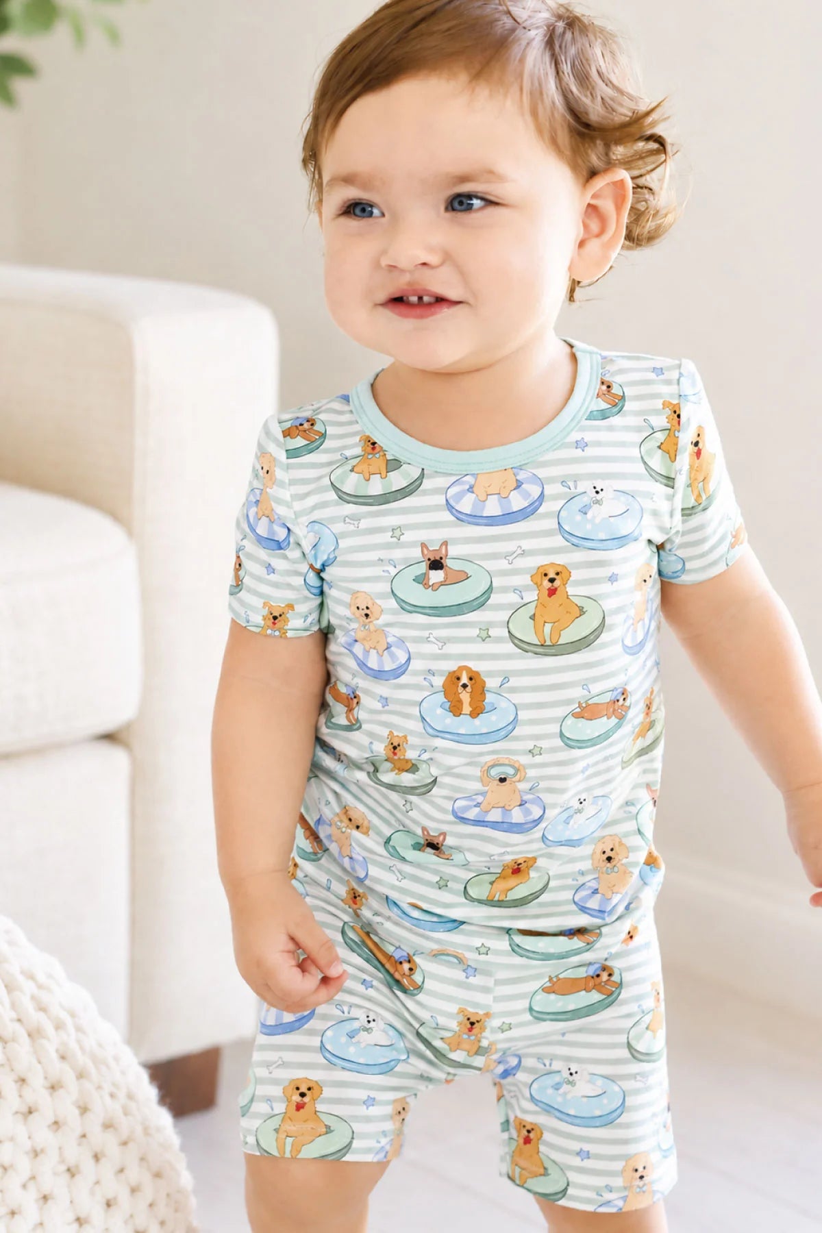 Caden Lane Blue | Poolside Pups Two Piece Short PJ Set