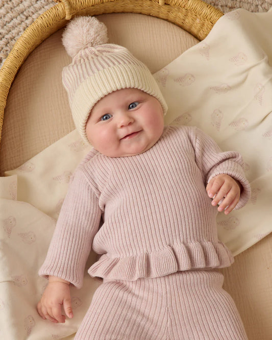 Quincy Mae Lilac | Rib Knit Peplum Top