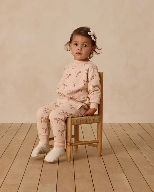 Quincy Mae Red Bows | Relaxed Fleece Sweatshirt + Sweatpant Set