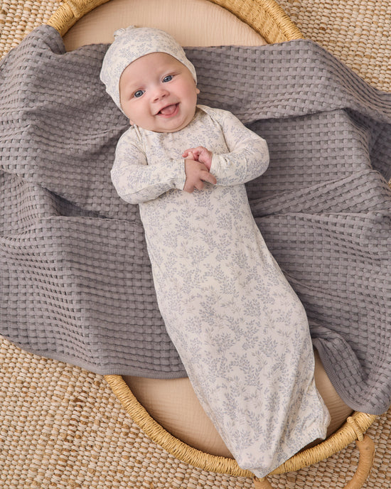 Quincy Mae Ivory Cloud Floral | Bamboo Gown + Hat Set
