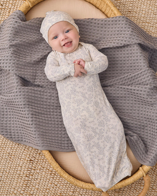 Quincy Mae Ivory Cloud Floral | Bamboo Gown + Hat Set