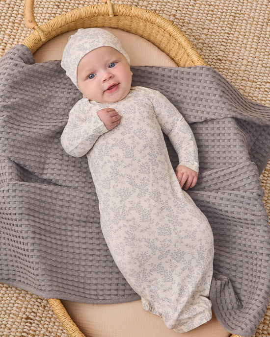 Quincy Mae Ivory Cloud Floral | Bamboo Gown + Hat Set