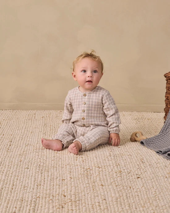 Quincy Mae Cloud Blue Gingham | Woven Jumpsuit