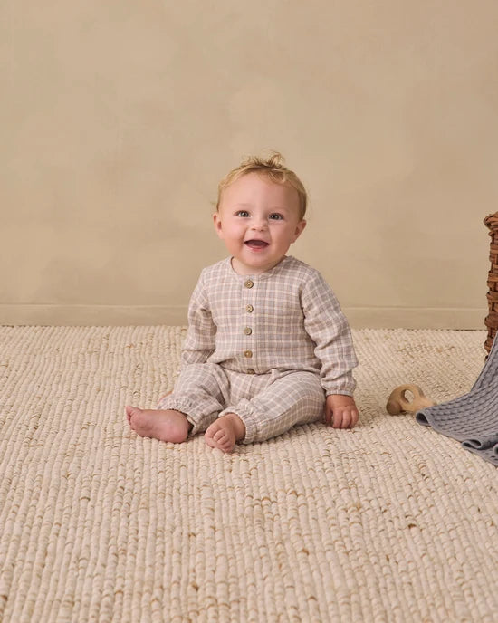 Quincy Mae Cloud Blue Gingham | Woven Jumpsuit