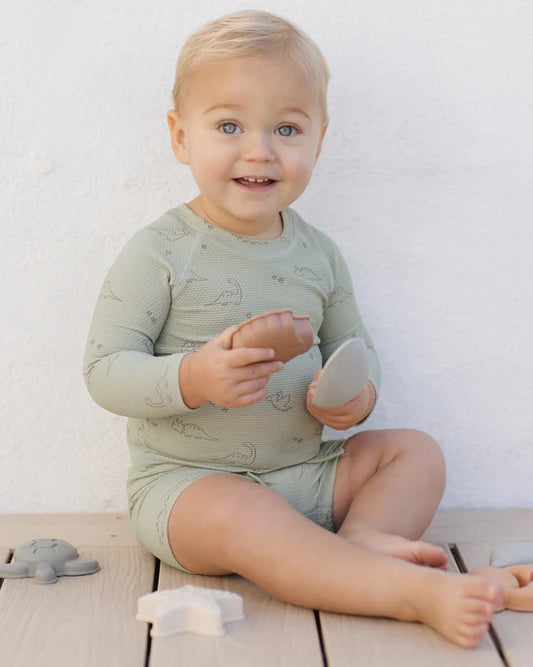 Quincy Mae Sage Dino | Finn Rashguard + Short Set