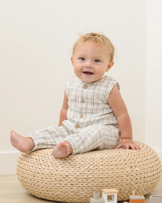 Quincy Mae Blue Plaid | Woven Jumpsuit