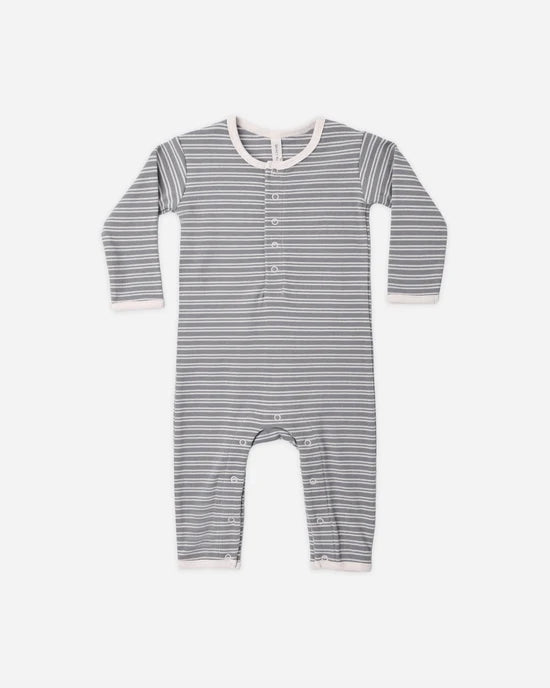 Quincy Mae Slate Microstripe | Ribbed Jumpsuit