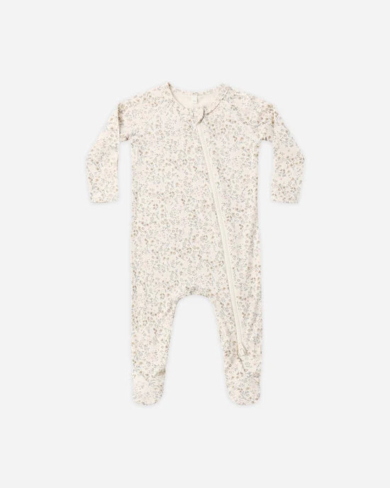 Quincy Mae Natural Bloom | Bamboo Zip Footie
