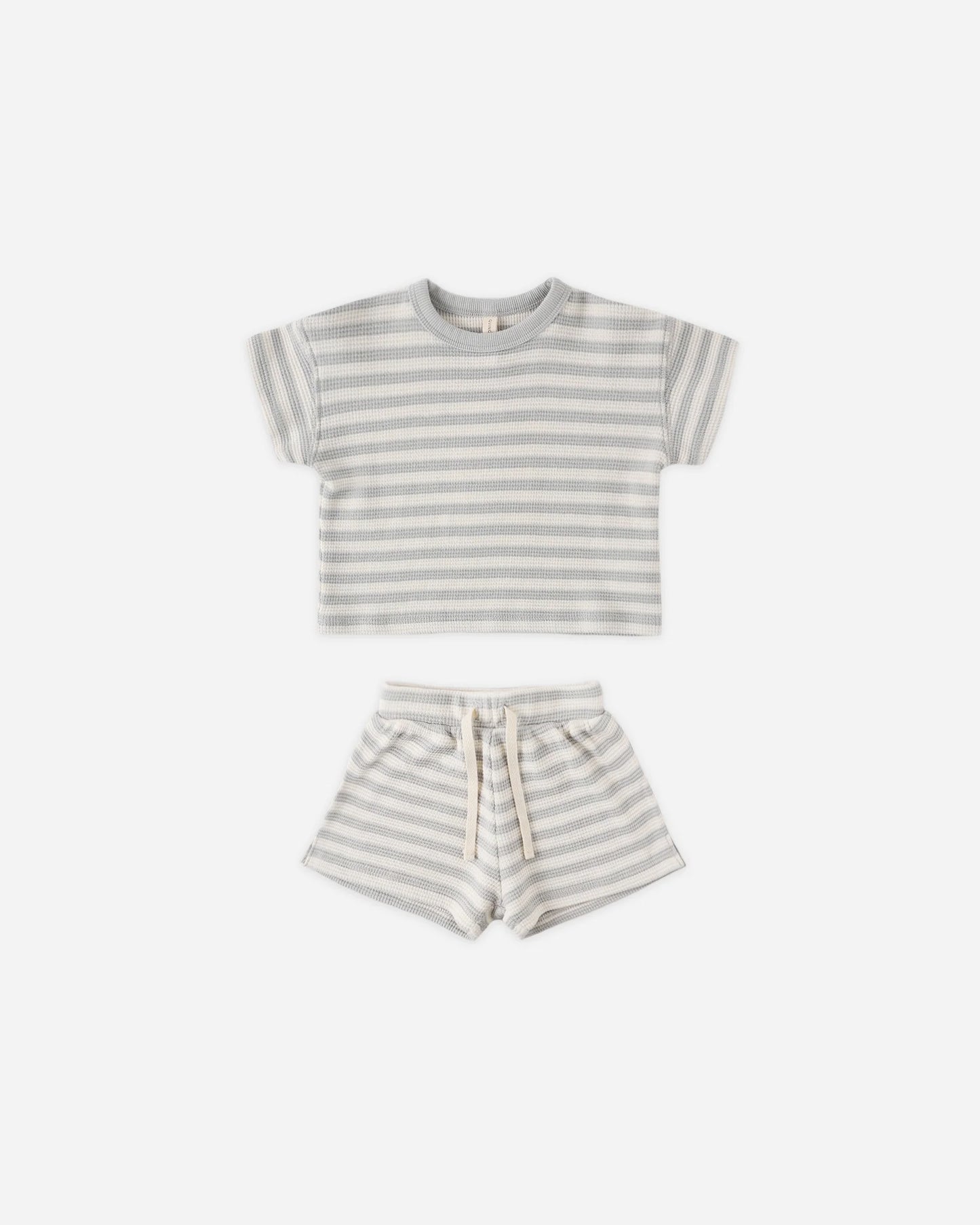 Quincy Mae Sky Stripe | Waffle Tee + Short Set