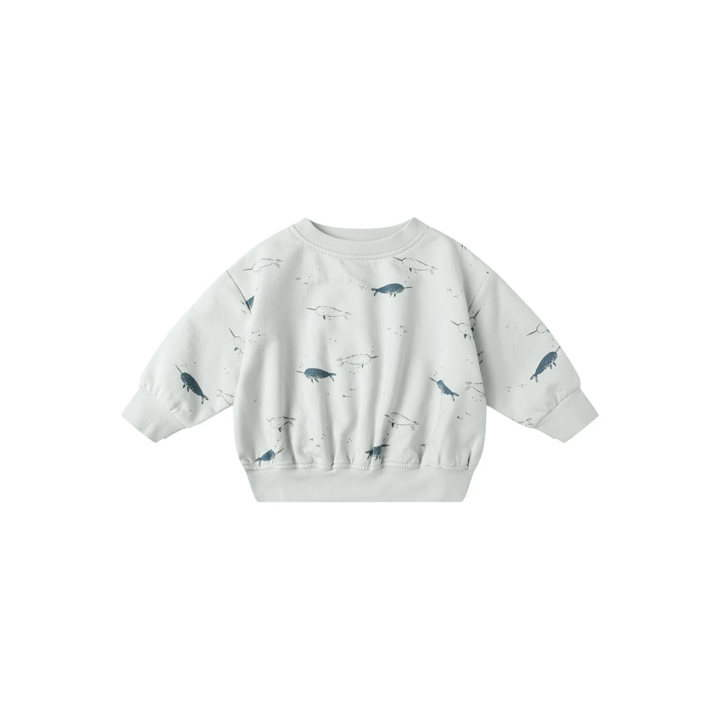 Quincy Mae Blue Narwhals | Relaxed Fleece Sweatshirt + Sweatpant Set