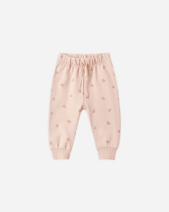 Quincy Mae Dusty Rose Hearts | Relaxed Sweatshirt + Sweatpant Set