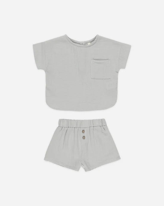 Quincy Mae Sky | Woven Boxy Top + Short Set