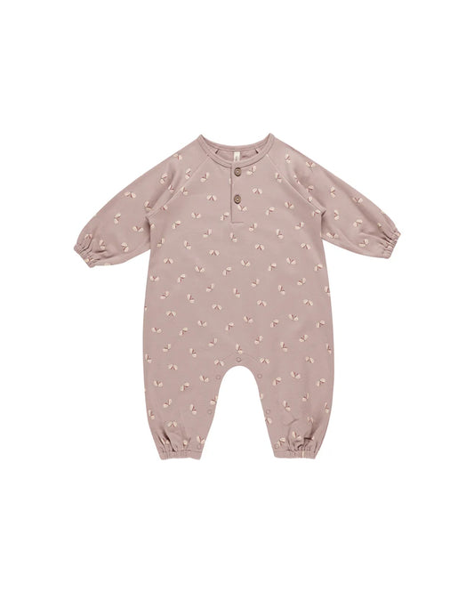 Quincy Mae Mauve Butterflies | Henley Bubble Jumpsuit