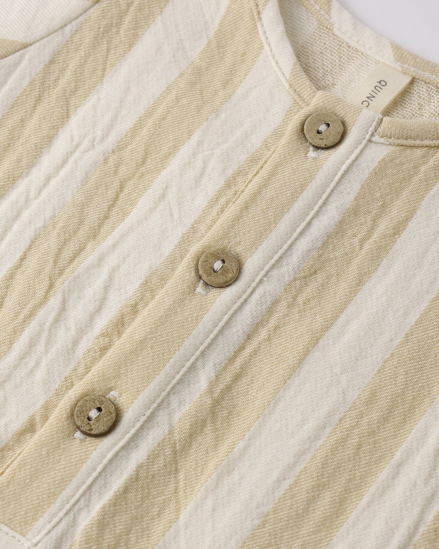 Quincy Mae Butterscotch Summer Stripe | Short Sleeve Woven Romper