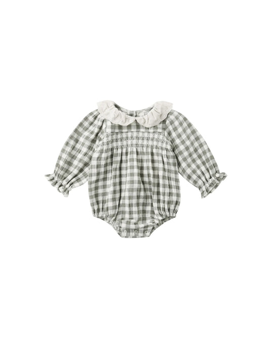 Quincy Mae Green Forest Check | Callie Romper