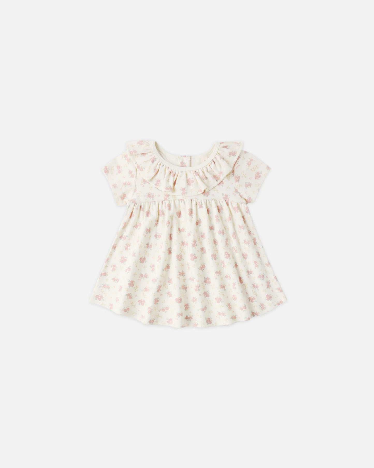 Quincy Mae Ivory Flower Field | Ruffle Collar Jersey Dress