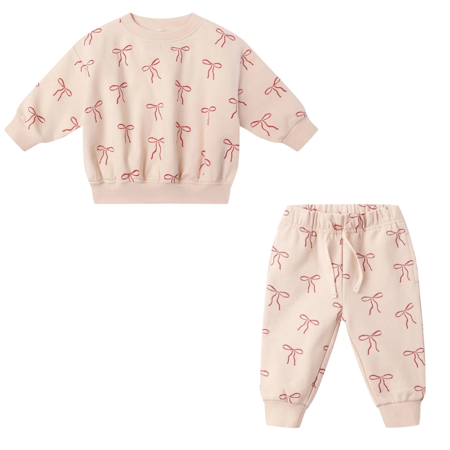 Quincy Mae Red Bows | Relaxed Fleece Sweatshirt + Sweatpant Set