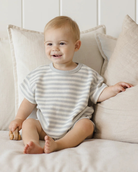 Quincy Mae Sky Stripe | Waffle Tee + Short Set