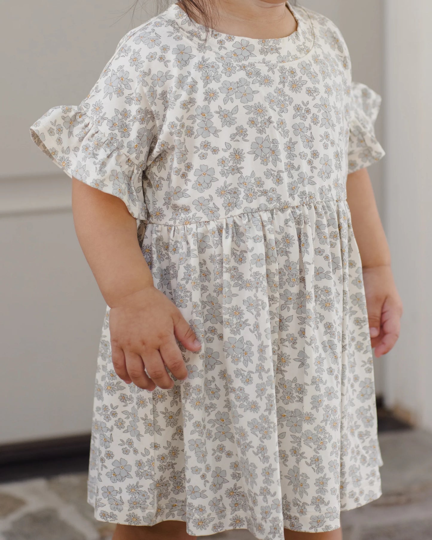 Quincy Mae Ivory Blue Floral | Bamboo Babydoll Dress