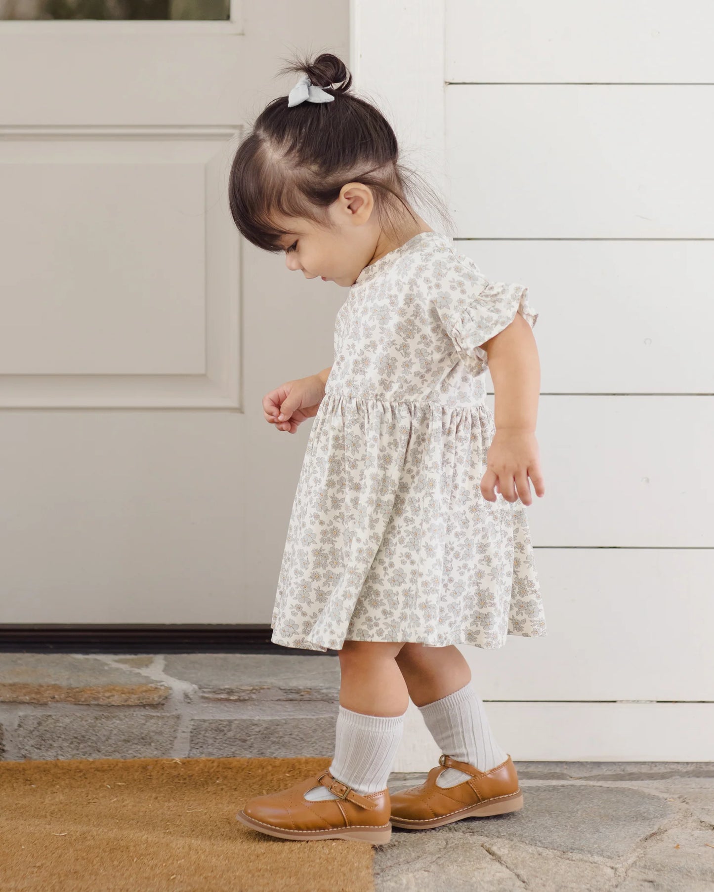 Quincy Mae Ivory Blue Floral | Bamboo Babydoll Dress