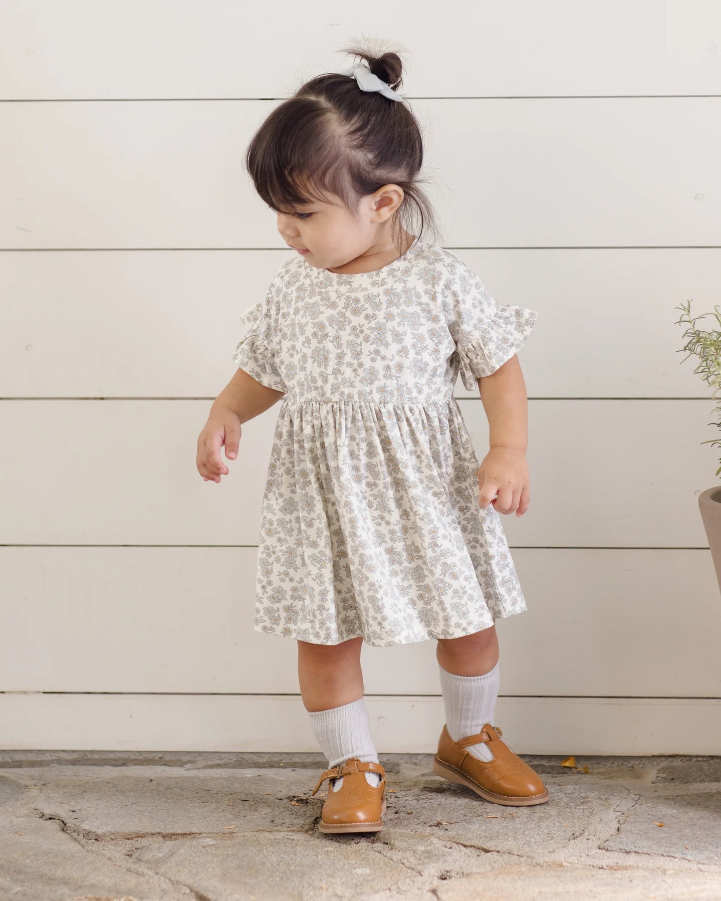 Quincy Mae Ivory Blue Floral | Bamboo Babydoll Dress