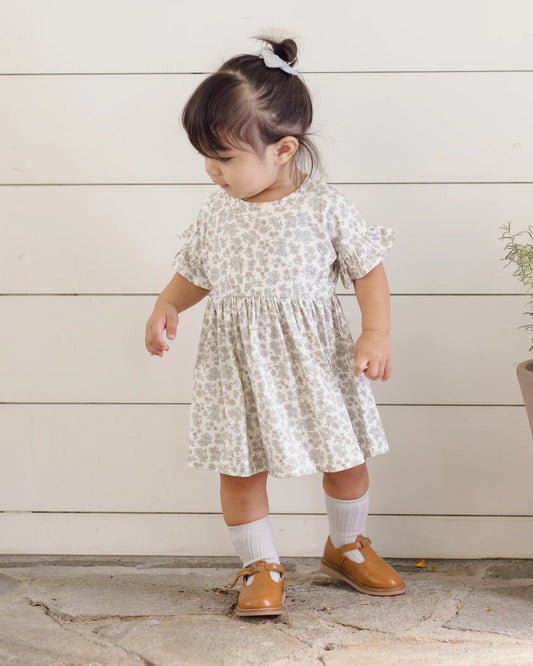 Quincy Mae Ivory Blue Floral | Bamboo Babydoll Dress