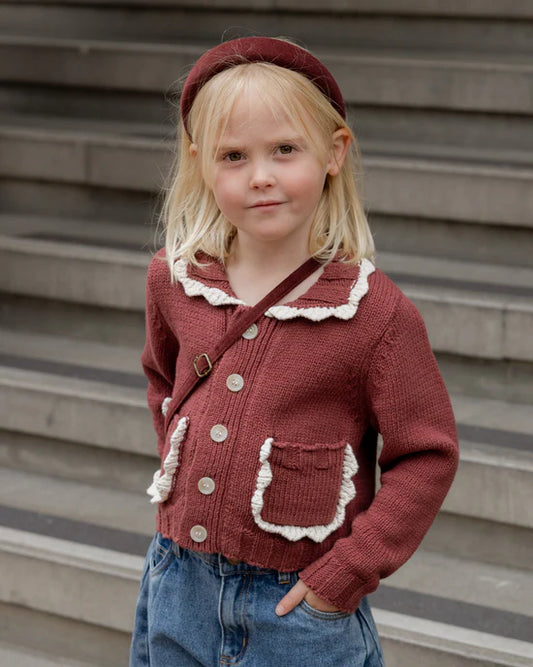 Rylee + Cru Burgundy | Collared Cardigan