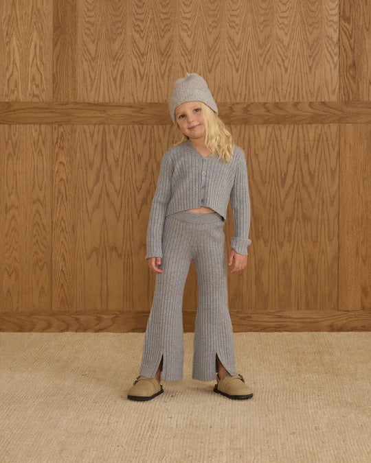 Rylee + Cru Dusty Blue | Flare Knit Pant