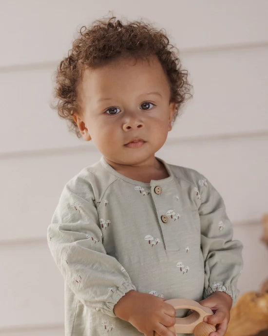 Rylee + Cru Sage Mushrooms | Henley Jumpsuit