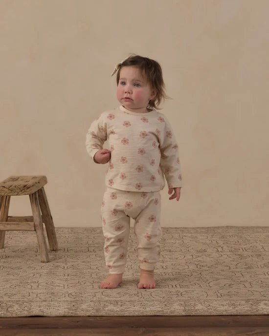 Rylee + Cru Natural Pink Daisies | Long Sleeve Tee + Pant Set
